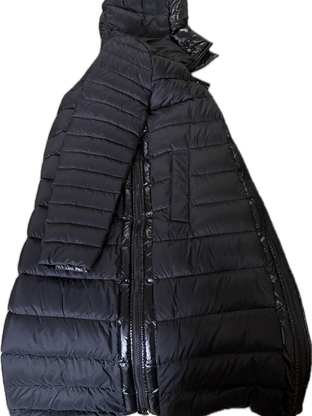 NWT DKNY Jeans Long Hooded Puffer Coat Black S - Picture 10 of 14
